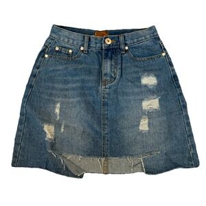 POL Distressed‎ Jean Denim Mini Skirt Size Small NWOT